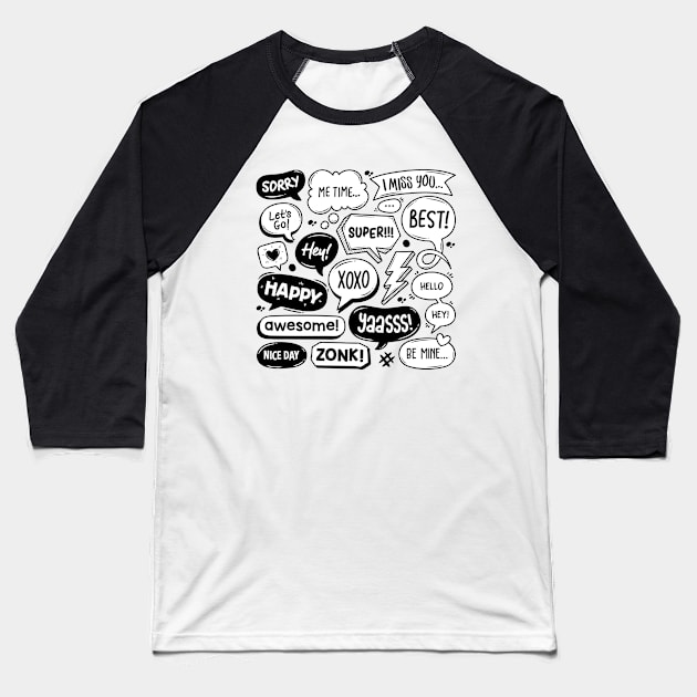 Abstract Speech Baseball T-Shirt by Mako Design 